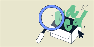 Abstract illustration of a magnifying glass hovering over an open box, symbolizing taking a closer look at and debunking myths.