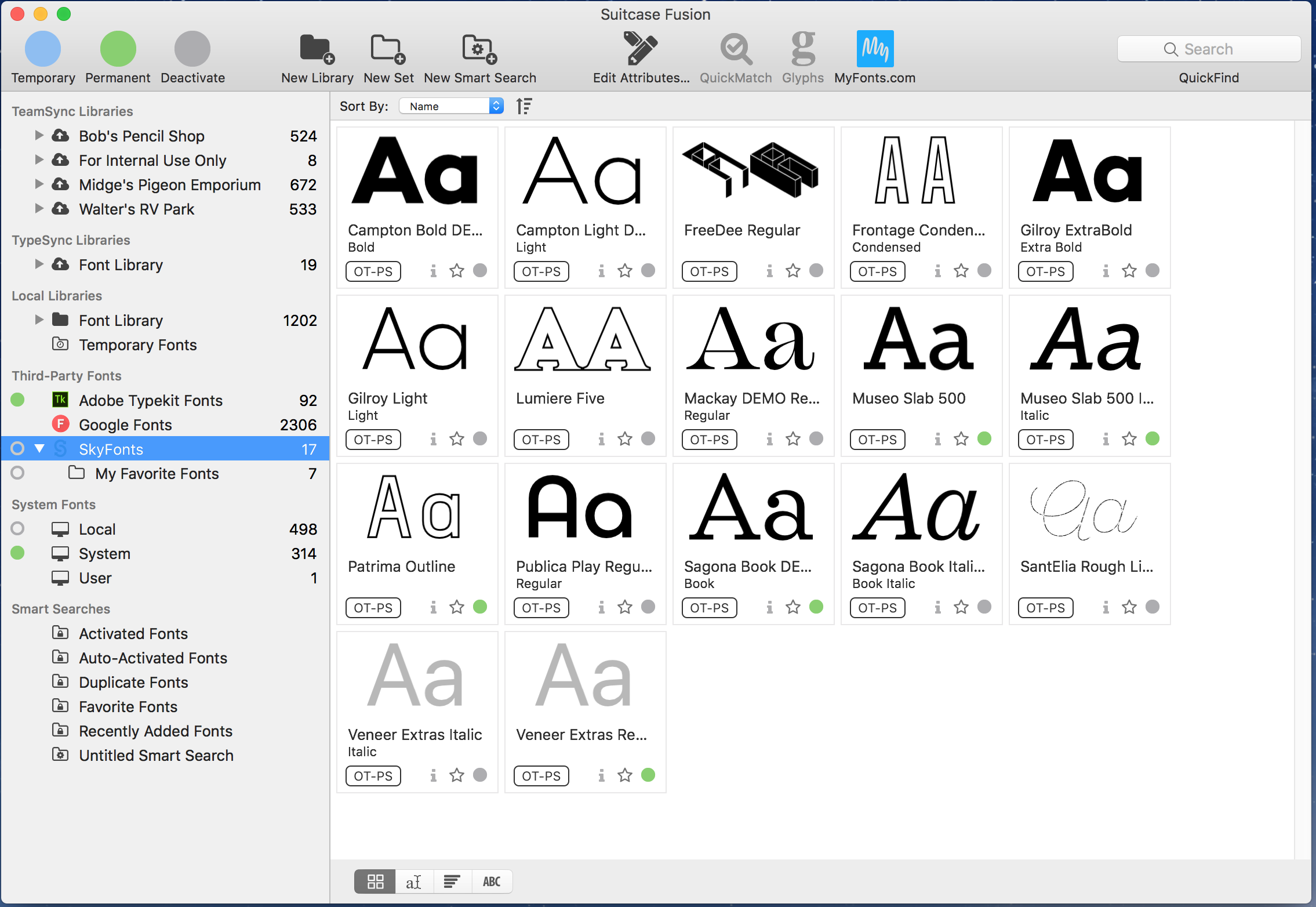 add improv to extensis fonts